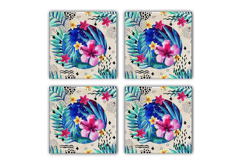 Glassunderlag 4-pk, Flerfarget