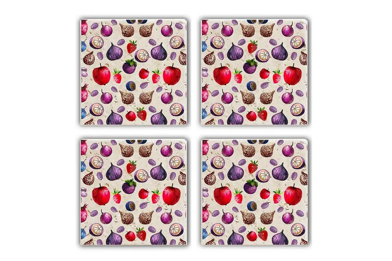 Kjøkkenutstyr Glassmatte (4 deler), Flerfarget