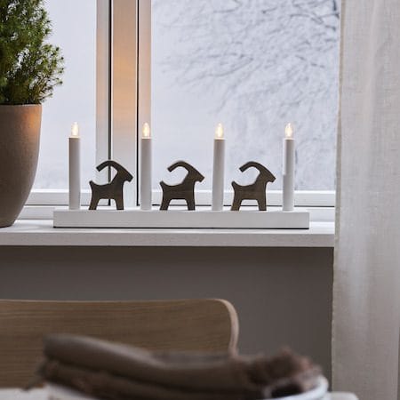 Bruse Lysestake 43 cm - hvit og brun - Interiør - Dekorasjon & innredningsdetaljer - Julepynt & juledekorasjon