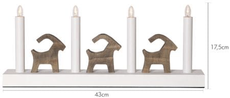 Bruse Lysestake 43 cm - hvit og brun - Interiør - Dekorasjon & innredningsdetaljer - Julepynt & juledekorasjon