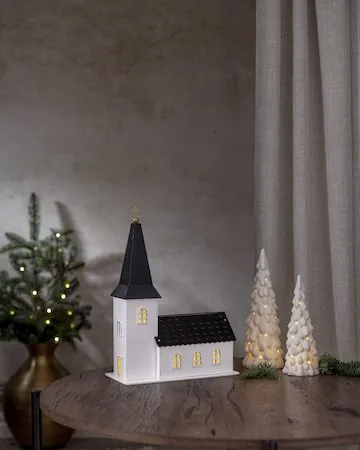 Churchill innendørsdekorasjon kirke 25,5 cm - hvit og svart - Interiør - Dekorasjon & innredningsdetaljer - Julepynt & juledekorasjon