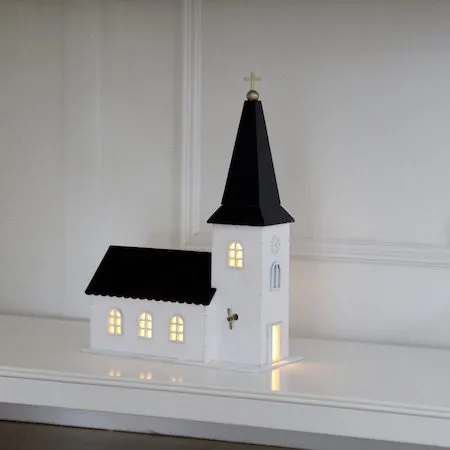 Churchill innendørsdekorasjon kirke 25,5 cm - hvit og svart - Interiør - Dekorasjon & innredningsdetaljer - Julepynt & juledekorasjon