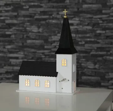 Churchill innendørsdekorasjon kirke 25,5 cm - hvit og svart - Interiør - Dekorasjon & innredningsdetaljer - Julepynt & juledekorasjon