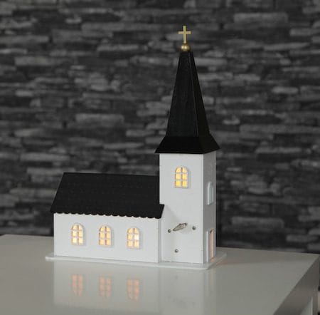 Churchill innendørsdekorasjon kirke 25,5 cm - hvit og svart - Interiør - Dekorasjon & innredningsdetaljer - Julepynt & juledekorasjon