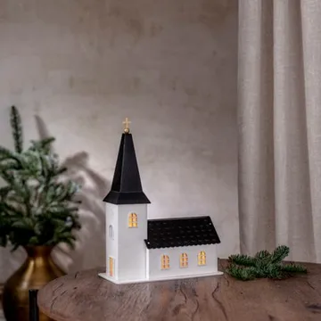 Churchill innendørsdekorasjon kirke 25,5 cm - hvit og svart - Interiør - Dekorasjon & innredningsdetaljer - Julepynt & juledekorasjon