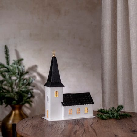 Churchill innendørsdekorasjon kirke 25,5 cm - hvit og svart - Interiør - Dekorasjon & innredningsdetaljer - Julepynt & juledekorasjon