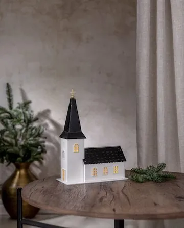 Churchill innendørsdekorasjon kirke 25,5 cm - hvit og svart - Interiør - Dekorasjon & innredningsdetaljer - Julepynt & juledekorasjon