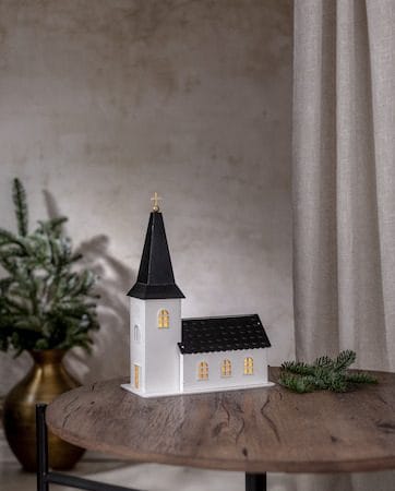 Churchill innendørsdekorasjon kirke 25,5 cm - hvit og svart - Interiør - Dekorasjon & innredningsdetaljer - Julepynt & juledekorasjon