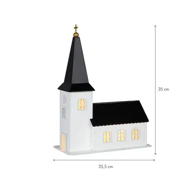 Churchill innendørsdekorasjon kirke 25,5 cm - hvit og svart - Interiør - Dekorasjon & innredningsdetaljer - Julepynt & juledekorasjon