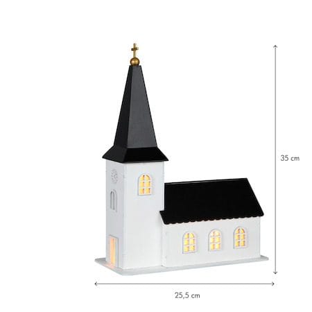 Churchill innendørsdekorasjon kirke 25,5 cm - hvit og svart - Interiør - Dekorasjon & innredningsdetaljer - Julepynt & juledekorasjon