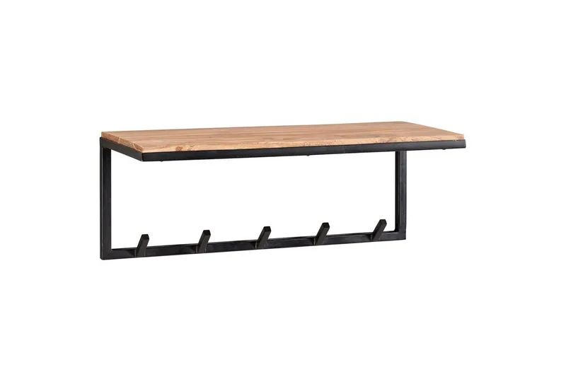 Vegghylle Wohnling Vegghengt knaggrekke i metall med massivt tre 70 cm industriell