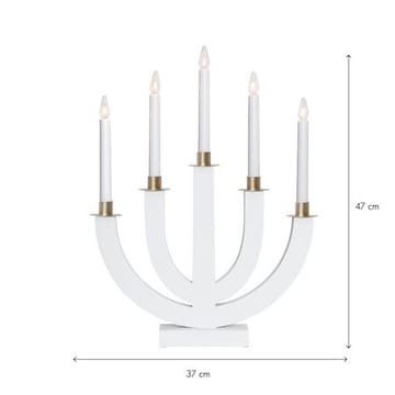 Eli lysestake 37 cm - hvit med gullmalt dekor - Interiør - Dekorasjon & innredningsdetaljer - Julepynt & juledekorasjon