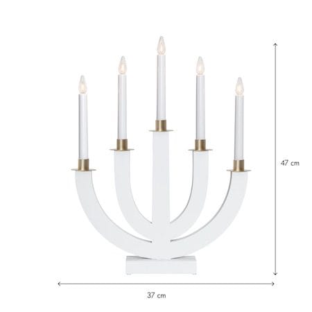 Eli lysestake 37 cm - hvit med gullmalt dekor - Interiør - Dekorasjon & innredningsdetaljer - Julepynt & juledekorasjon