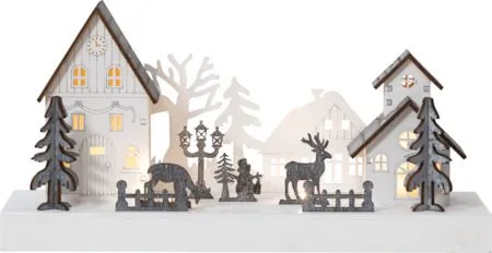 Fauna innendørs dekorasjonsbelysning 28 cm, hvit og grå