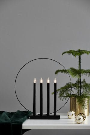 Glory lysestake 42 cm - svart med messingfarget dekor - Interiør - Dekorasjon & innredningsdetaljer - Julepynt & juledekorasjon