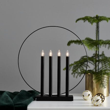 Glory lysestake 42 cm - svart med messingfarget dekor - Interiør - Dekorasjon & innredningsdetaljer - Julepynt & juledekorasjon