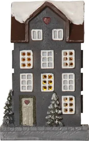 Hus innendørsdekorasjon med julebelysning 14,5 cm - grå - Interiør - Dekorasjon & innredningsdetaljer - Julepynt & juledekorasjon