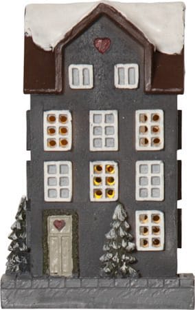 Hus innendørsdekorasjon med julebelysning 14,5 cm - grå - Interiør - Dekorasjon & innredningsdetaljer - Julepynt & juledekorasjon