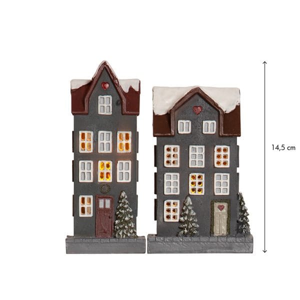 Hus innendørsdekorasjon med julebelysning 14,5 cm - grå - Interiør - Dekorasjon & innredningsdetaljer - Julepynt & juledekorasjon