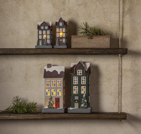 Hus innendørsdekorasjon med julebelysning 14,5 cm - grå - Interiør - Dekorasjon & innredningsdetaljer - Julepynt & juledekorasjon