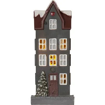 Hus innendørsdekorasjon med julebelysning 14,5 cm - grå - Interiør - Dekorasjon & innredningsdetaljer - Julepynt & juledekorasjon