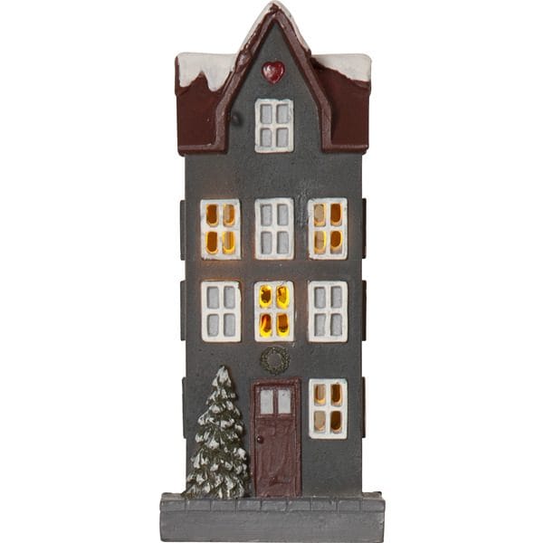Hus innendørsdekorasjon med julebelysning 14,5 cm - grå - Interiør - Dekorasjon & innredningsdetaljer - Julepynt & juledekorasjon