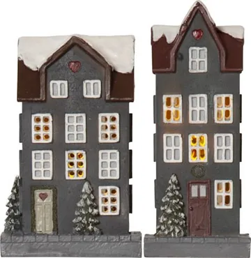 Hus innendørsdekorasjon med julebelysning 14,5 cm - grå - Interiør - Dekorasjon & innredningsdetaljer - Julepynt & juledekorasjon