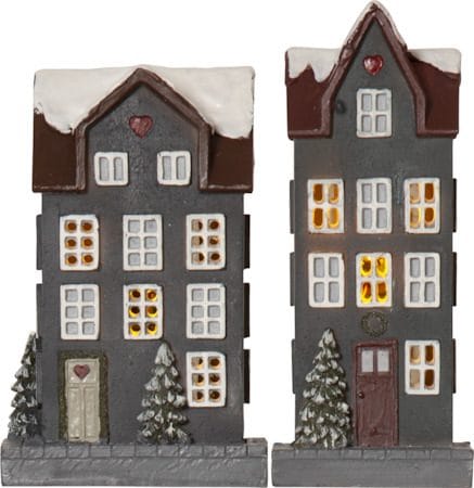 Hus innendørsdekorasjon med julebelysning 14,5 cm - grå - Interiør - Dekorasjon & innredningsdetaljer - Julepynt & juledekorasjon