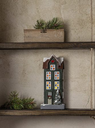Hus innendørsdekorasjon med julebelysning 25 cm - grønn - Interiør - Dekorasjon & innredningsdetaljer - Julepynt & juledekorasjon