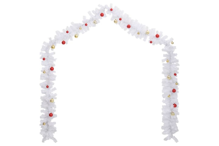 Julegarland dekorert med kuler hvit 5 m - Hvit - Nyttårsdekorasjon - Festdekorasjon - Dekorasjon & innredningsdetaljer - Girlander