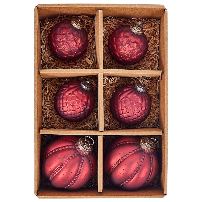 Julekule Argentin Sett med 6 - Rød - Interiør - Dekorasjon & innredningsdetaljer - Julepynt & juledekorasjon