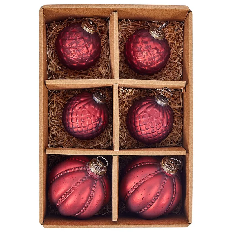 Julekule Argentin Sett med 6 - Rød - Interiør - Dekorasjon & innredningsdetaljer - Julepynt & juledekorasjon - Juletrepynt