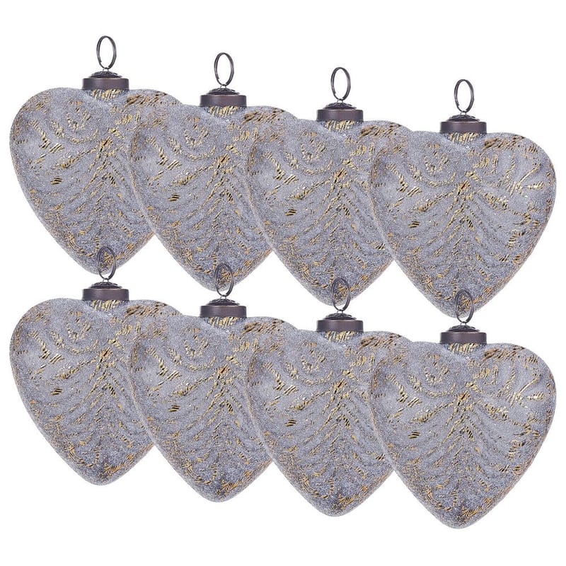 Julekule Feriable Set med 8, Grå, Gull, Sølv