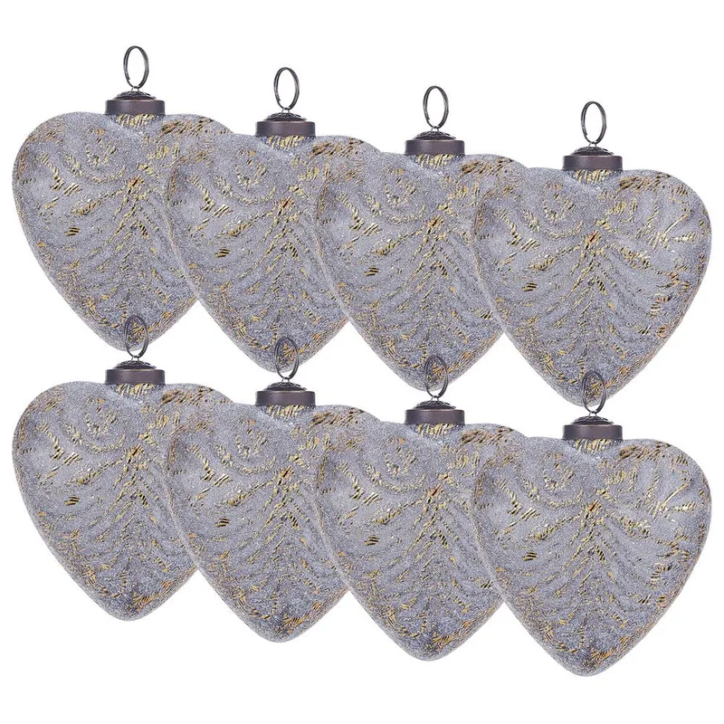 Julekule Feriable Set med 8, Grå, Gull, Sølv