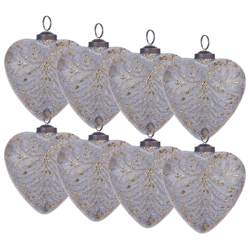 Julekule Feriable Set med 8, Grå, Gull, Sølv