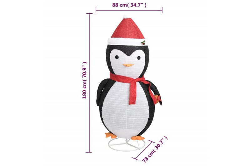 beBasic Dekorativ pingvinfigur julesnø LED luksusstoff 180 cm - Svart - Julepynt & juledekorasjon - Jul lys