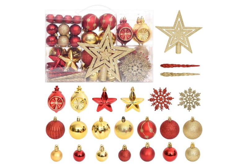 beBasic Julekulesett 108 deler gull og rød - Gull - Juletrepynt - Julepynt & juledekorasjon