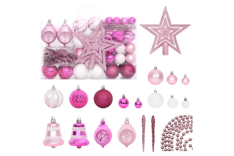 beBasic Julekulesett 108 deler hvit/rosa - Rosa - Juletrepynt - Julepynt & juledekorasjon