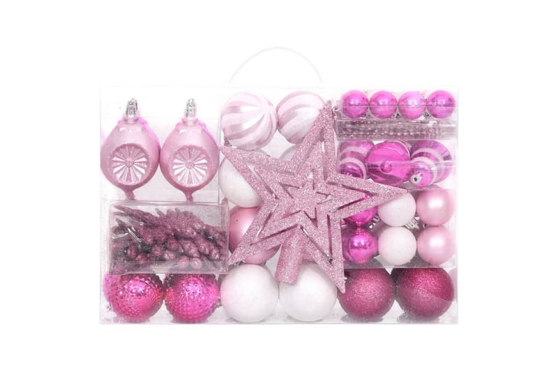 beBasic Julekulesett 108 deler hvit/rosa - Rosa - Juletrepynt - Julepynt & juledekorasjon