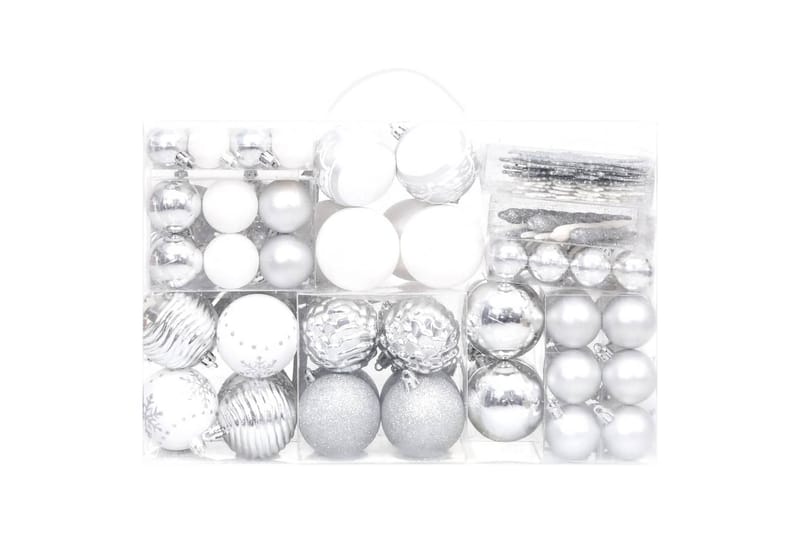 beBasic Julekulesett 108 deler sølv og hvit - Hvit - Juletrepynt - Julepynt & juledekorasjon