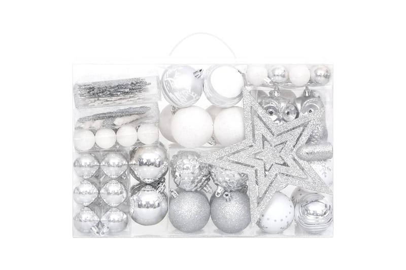 beBasic Julekulesett 108 deler sølv og hvit - Hvit - Juletrepynt - Julepynt & juledekorasjon