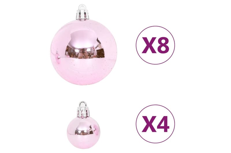 beBasic Julekulesett 65 deler rosa/rød/hvit - Rosa - Juletrepynt - Julepynt & juledekorasjon