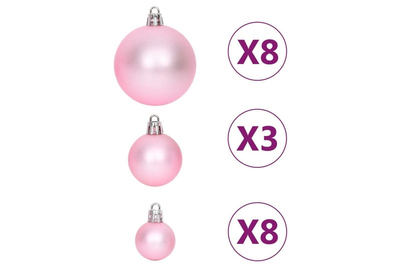beBasic Julekulesett 65 deler rosa/rød/hvit - Rosa - Juletrepynt - Julepynt & juledekorasjon