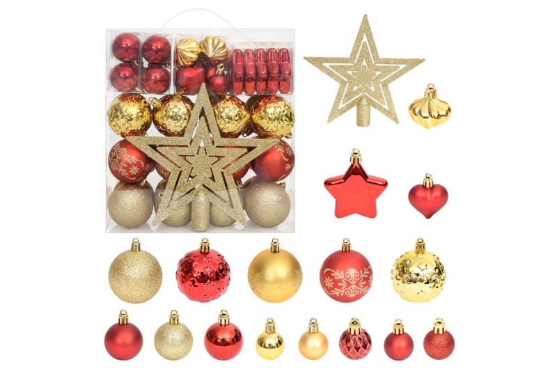 beBasic Julekulesett 70 deler gull og rød - RÃ¸d - Juletrepynt - Julepynt & juledekorasjon