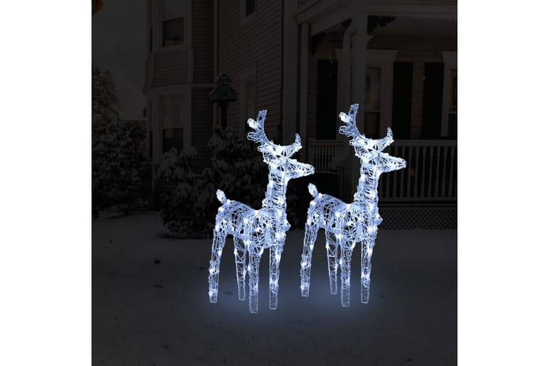 beBasic Julereinsdyr 2 stk kaldhvit 80 LED akryl - Hvit - Julepynt & juledekorasjon - Jul lys