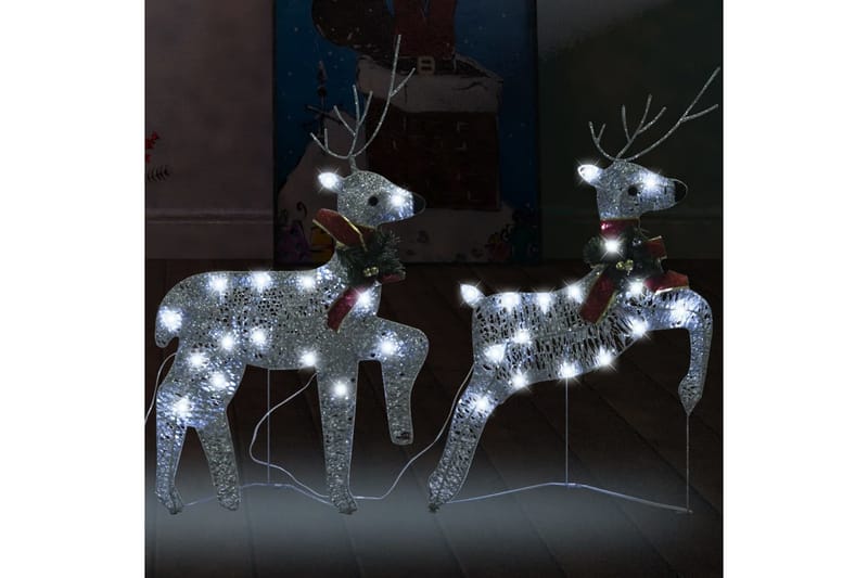 beBasic Julereinsdyr 2 stk sølv 40 LED - Silver - Julepynt & juledekorasjon - Jul lys