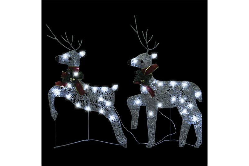 beBasic Julereinsdyr 2 stk sølv 40 LED - Silver - Julepynt & juledekorasjon - Jul lys