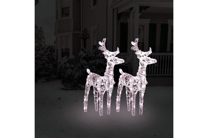 beBasic Julereinsdyr 2 stk varmhvit 80 LED akryl - Hvit - Julepynt & juledekorasjon - Jul lys