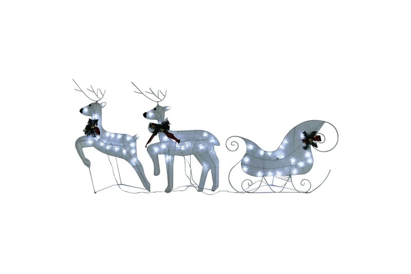 beBasic Reinsdyr og slede julepynt 60 lysdioder utendørs hvit - Julepynt & juledekorasjon - Jul lys