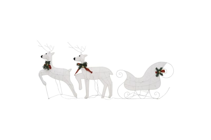 beBasic Reinsdyr og slede julepynt 60 lysdioder utendørs hvit - Julepynt & juledekorasjon - Jul lys